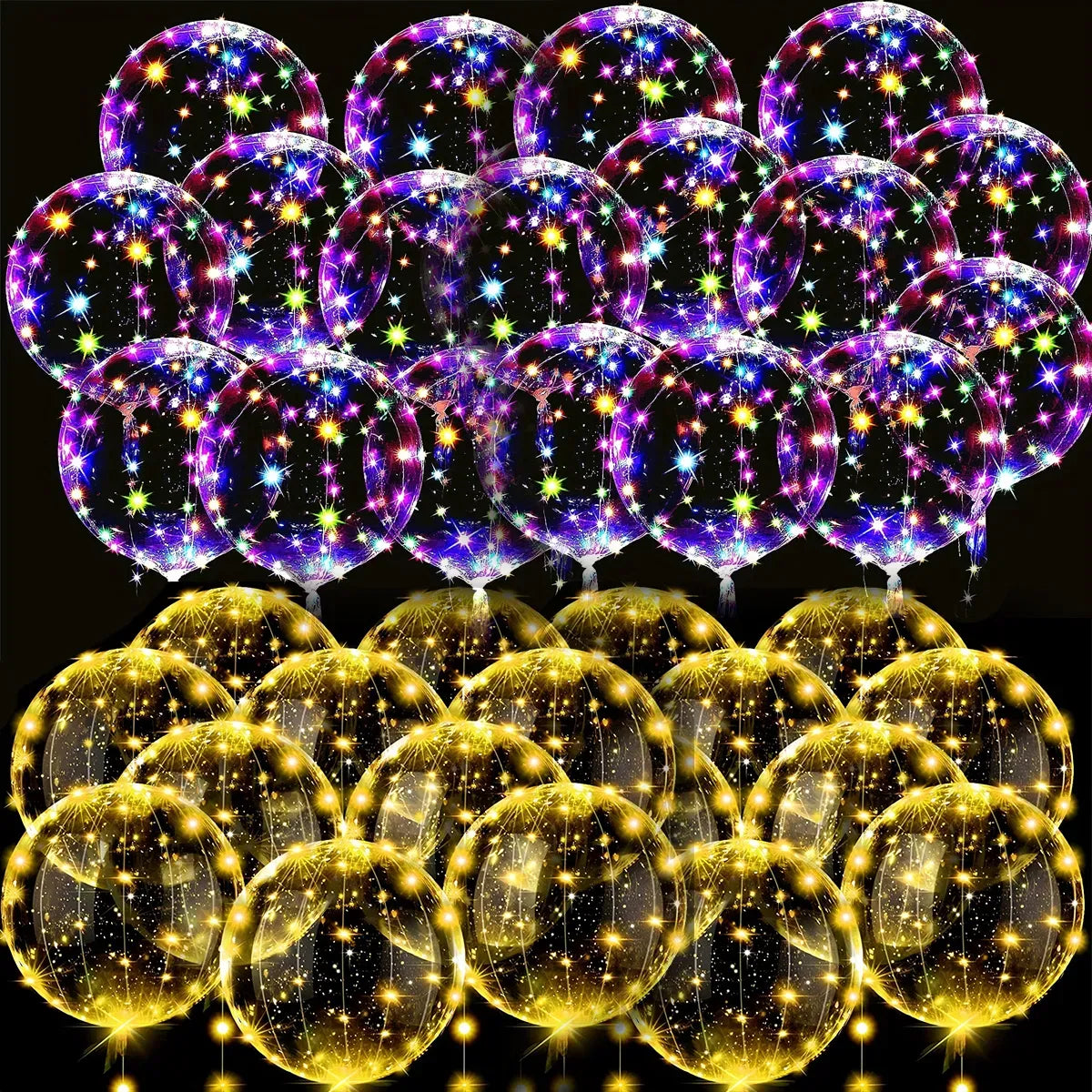 10 Pack LED Light Up Bobo Balloons 14" Clear Bubble Warm Lights Wedding Party