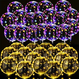 10 Pack LED Light Up Bobo Balloons 14" Clear Bubble Warm Lights Wedding Party