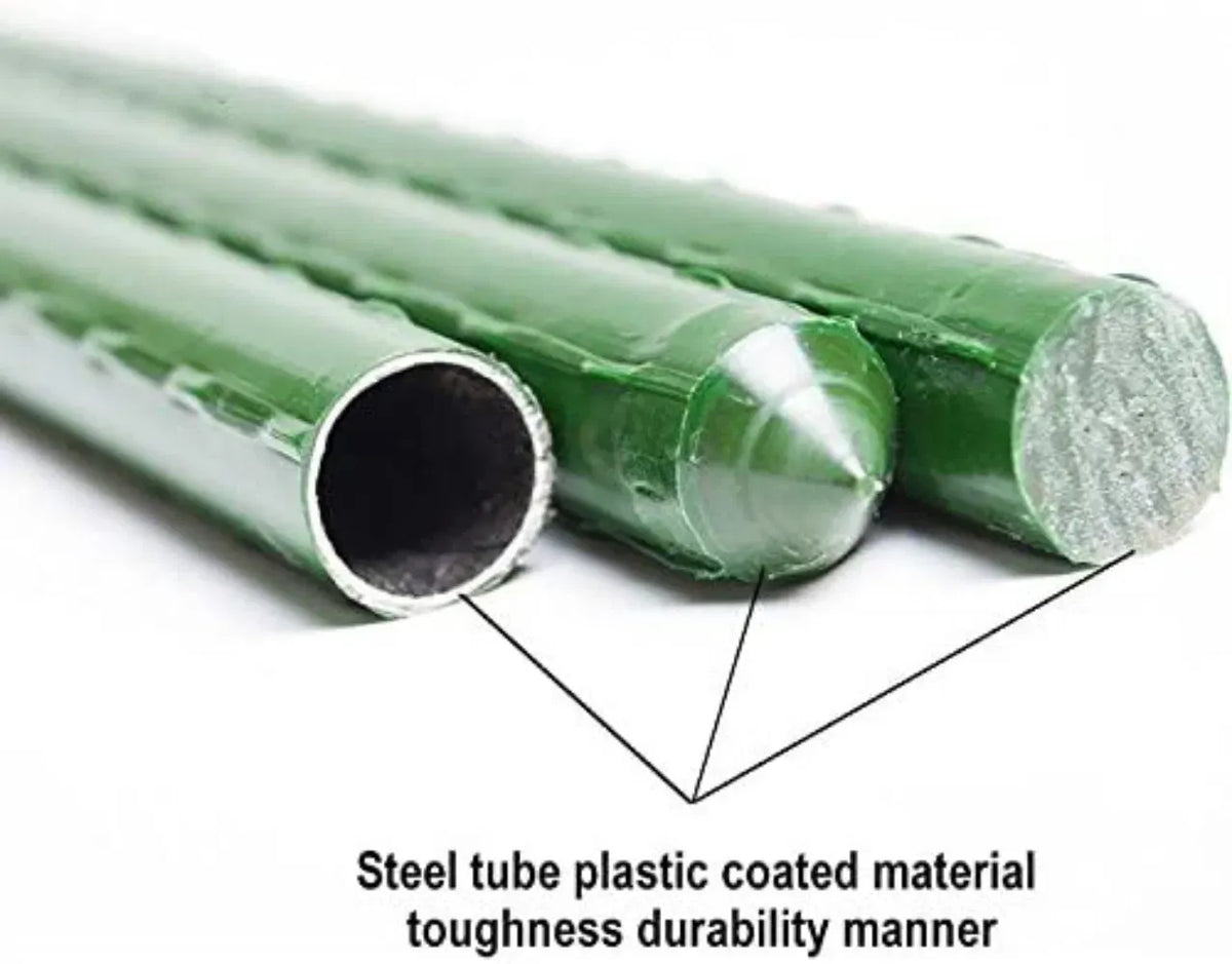 20 Pack 23in Plant Stakes 5/8in Steel Garden Support Rods Green Plastic Coated