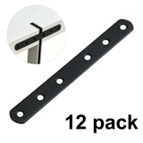 12PCS 8in Black Straight Brace Brackets Flat Mending Plates Wood Furniture Repair