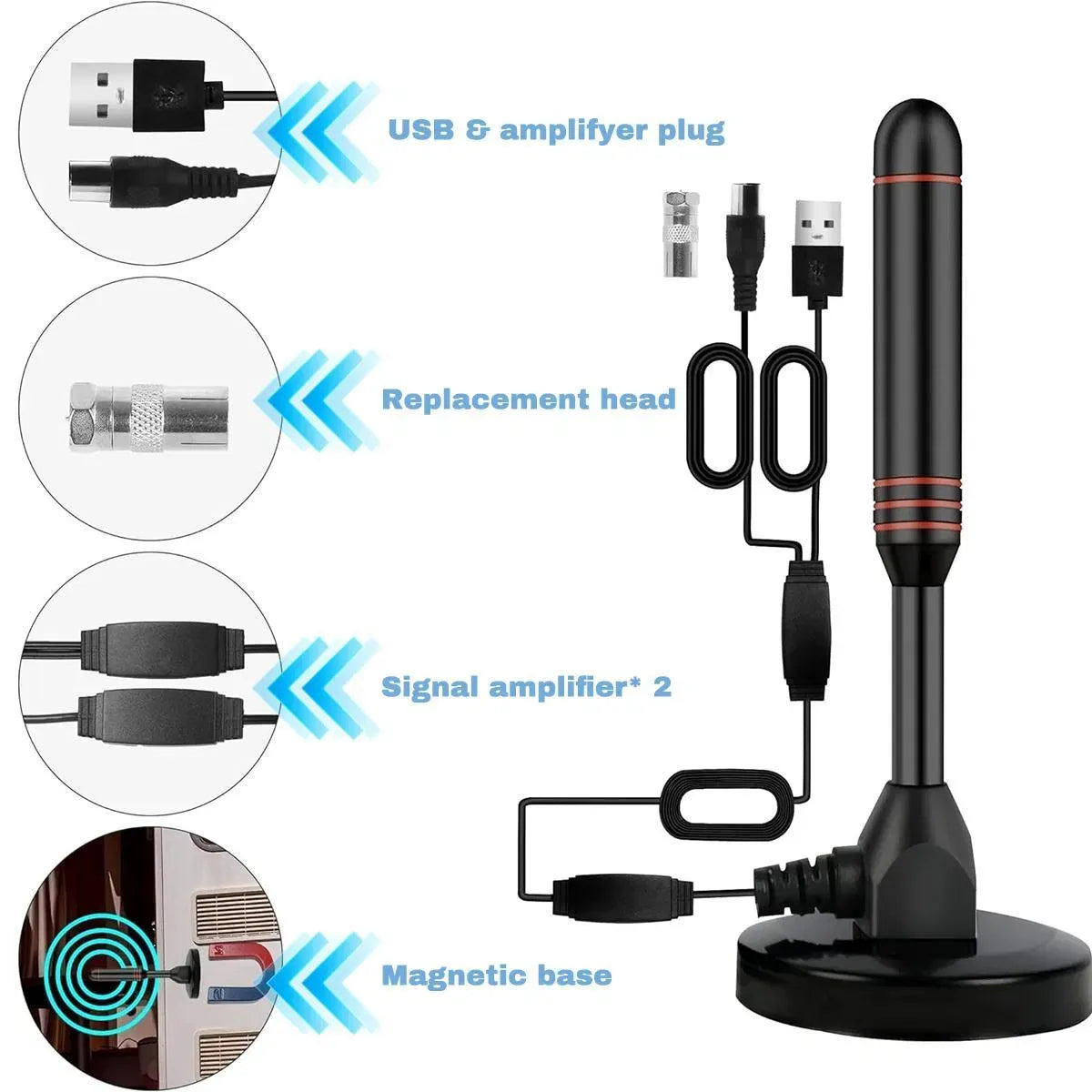 Upgraded TV Antenna Indoor Outdoor HDTV Amplified Digital TV Antenna 4K 1080P Long Range
