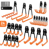 24 Pack Heavy Duty Garage Hooks Wall Mount Tool Storage Organizer Orange Black