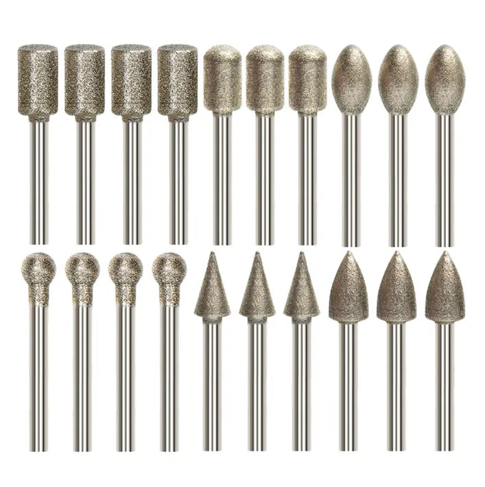 20PCS Diamond Grinder Bits 120 Grit 1/8 Shank Dremel Rotary Burr Set