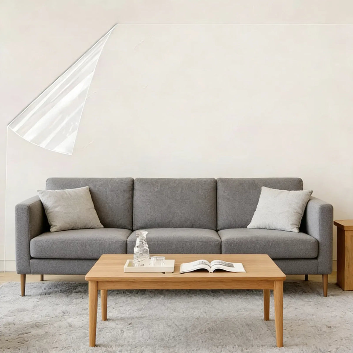 Clear Wall Protection Film 23.6x118in Static Cling Adhesive Free Removable Cover