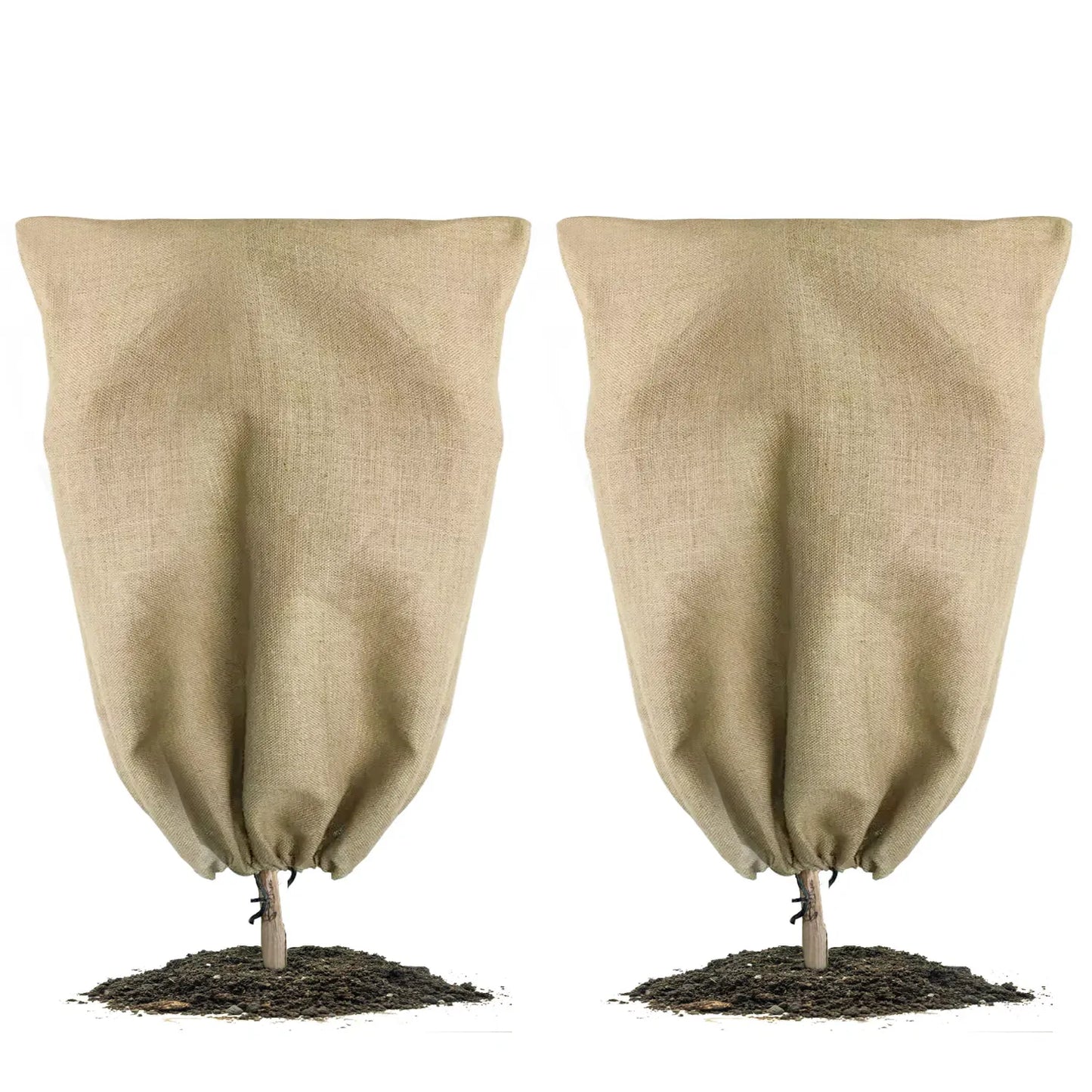 63 x 48 Burlap Plant Cover Bags Winter Frost Protection Drawstring Jacket 1 2 Pk