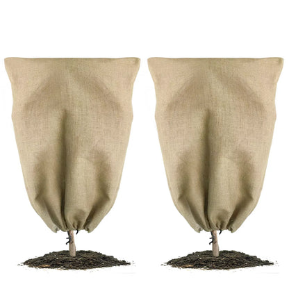 63 x 48 Burlap Plant Cover Bags Winter Frost Protection Drawstring Jacket 1 2 Pk