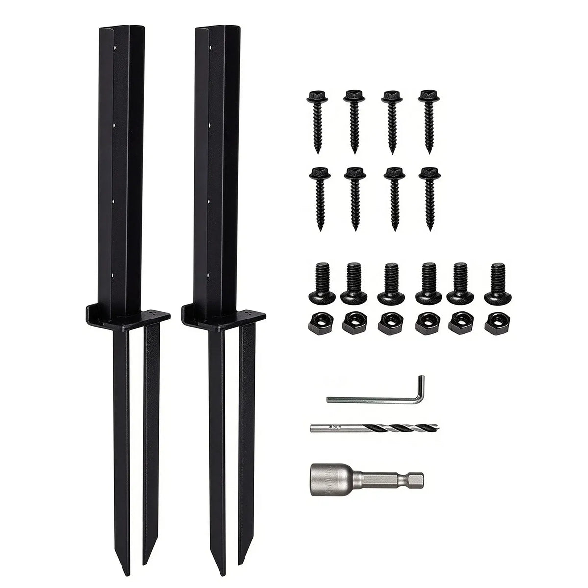2 Pack Fence Post Repair Kit Heavy Duty Steel Anchor Stakes Ground Spike