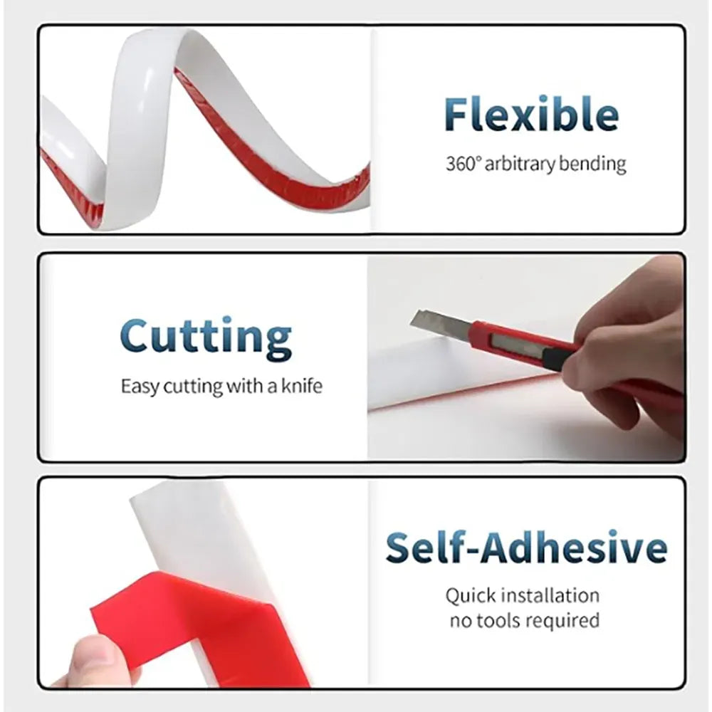 Flexible Quarter Round Molding Self Adhesive 1/2" x 10ft Peel & Stick Baseboard