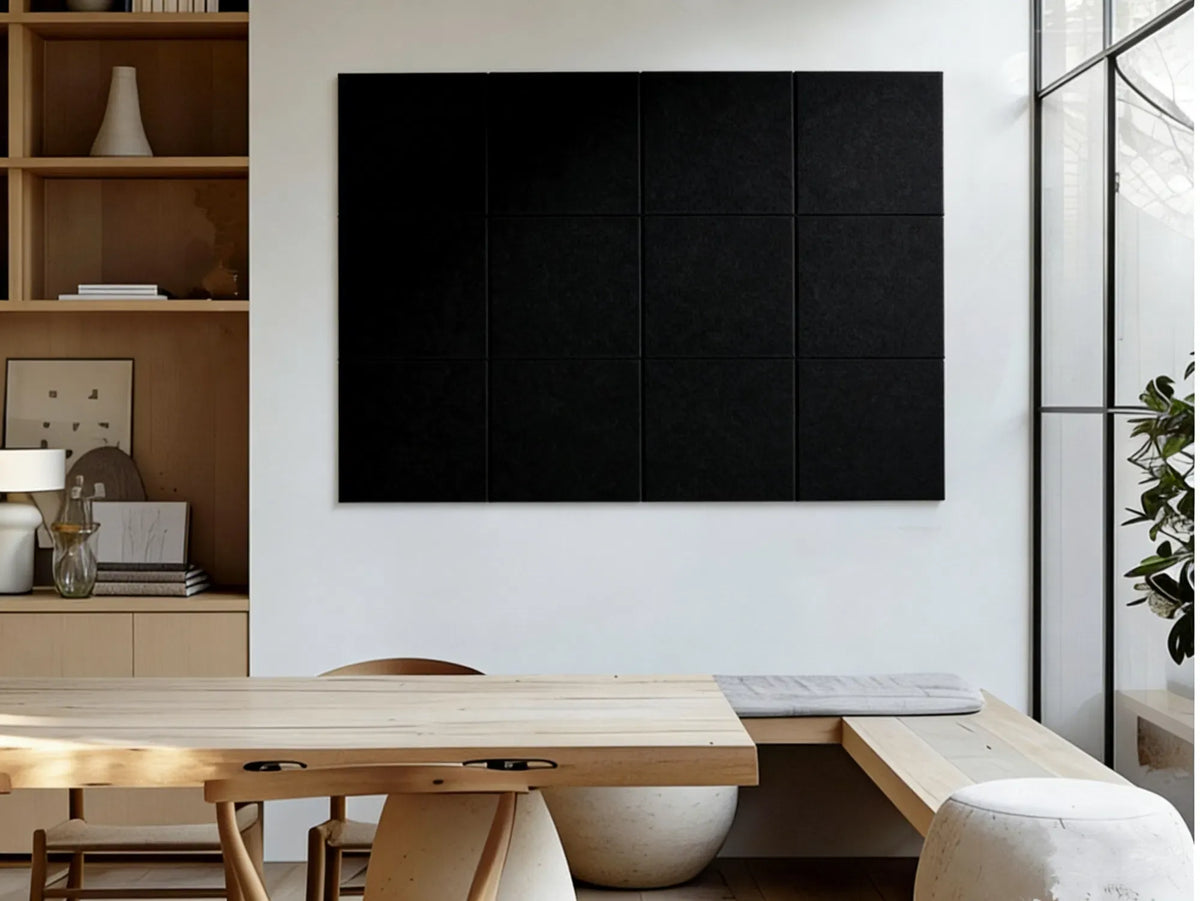12 Pack Black Felt Bulletin Board Tiles 12x12 Pin Board Wall Panels Office Decor