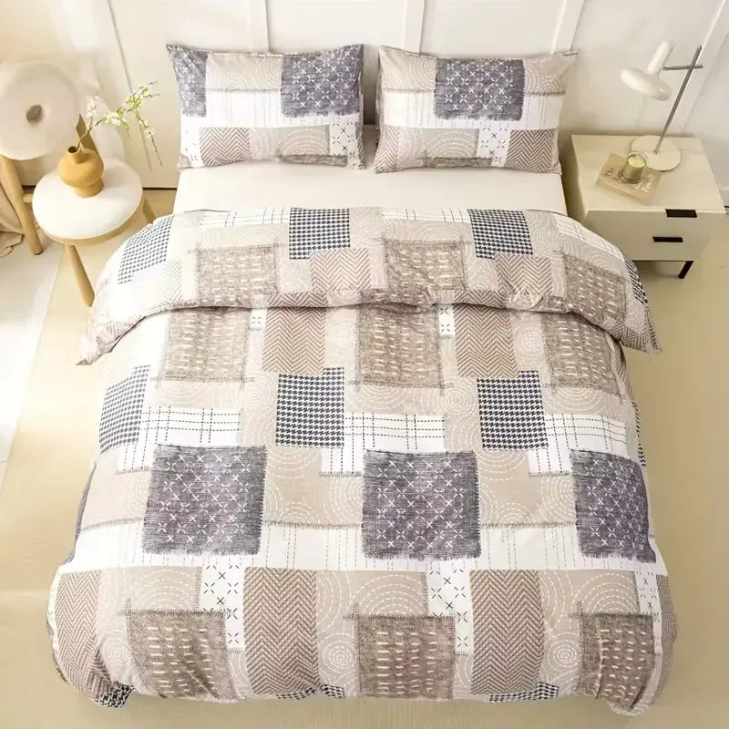 King Comforter Set 3 Piece Soft Microfiber All Season Farmhouse Bedding Quilted