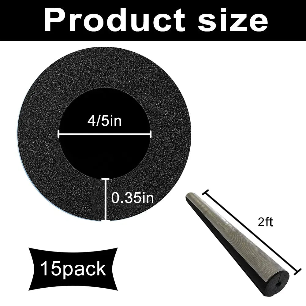 9 Pack Pipe Insulation Foam Tubes 4/5in x 23in Aluminum Foil Outdoor Cover
