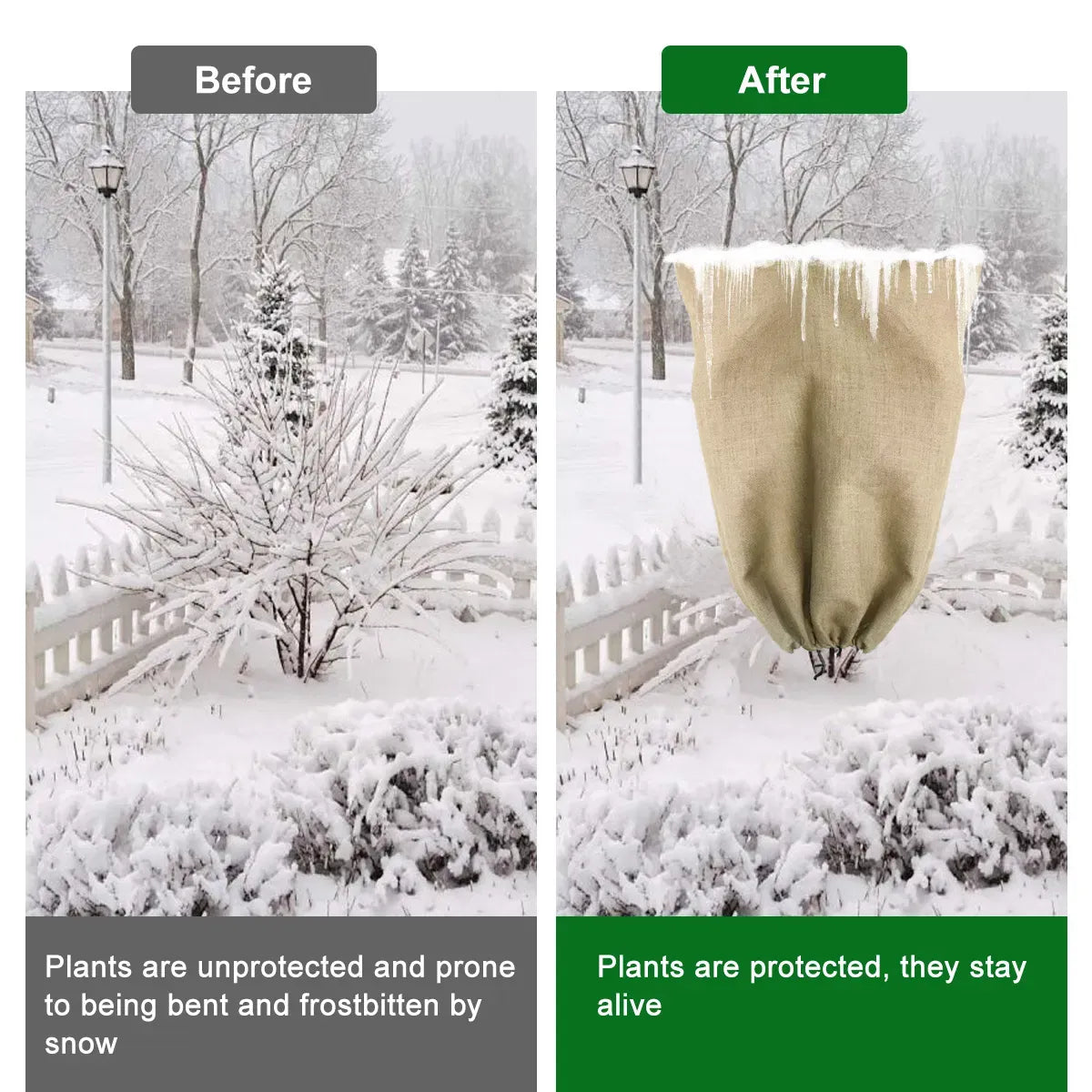 63 x 48 Burlap Plant Cover Bags Winter Frost Protection Drawstring Jacket 1 2 Pk