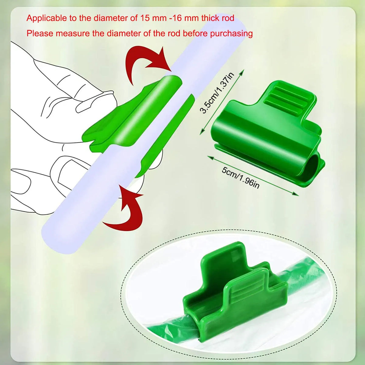 10PCS 16mm Greenhouse Hoop Clips Row Cover Netting Shade Cloth Clamps