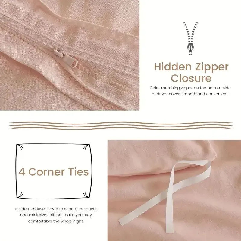 Duvet Cover Set Twin Queen Ultra Soft Luxury Hidden Zipper Corner Ties Bedding