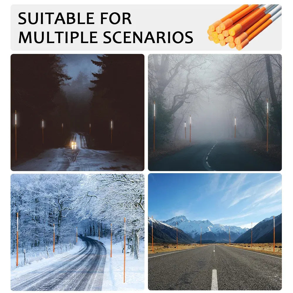 50 Pack Reflective Driveway Markers 60 Inch Orange Fiberglass Snow Stakes 5 Ft