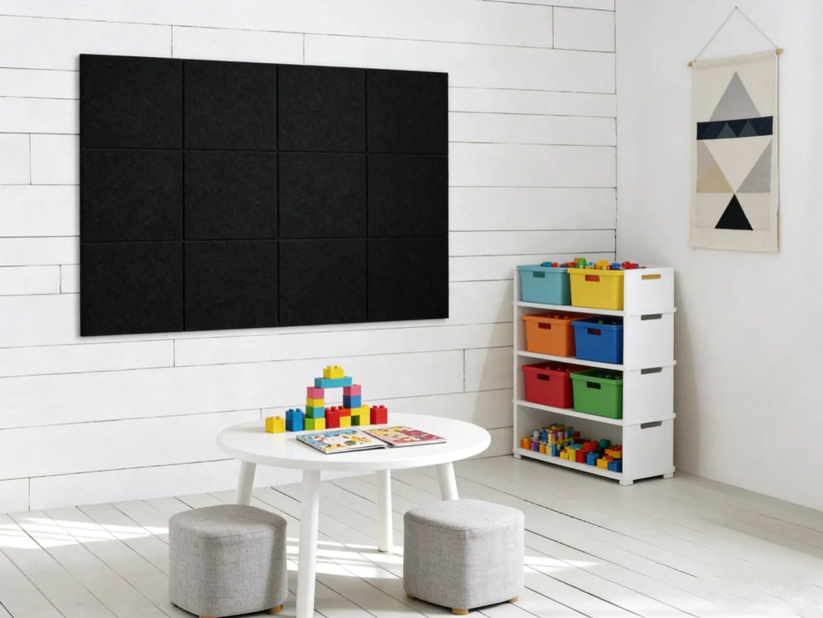 12 Pack Black Felt Bulletin Board Tiles 12x12 Pin Board Wall Panels Office Decor
