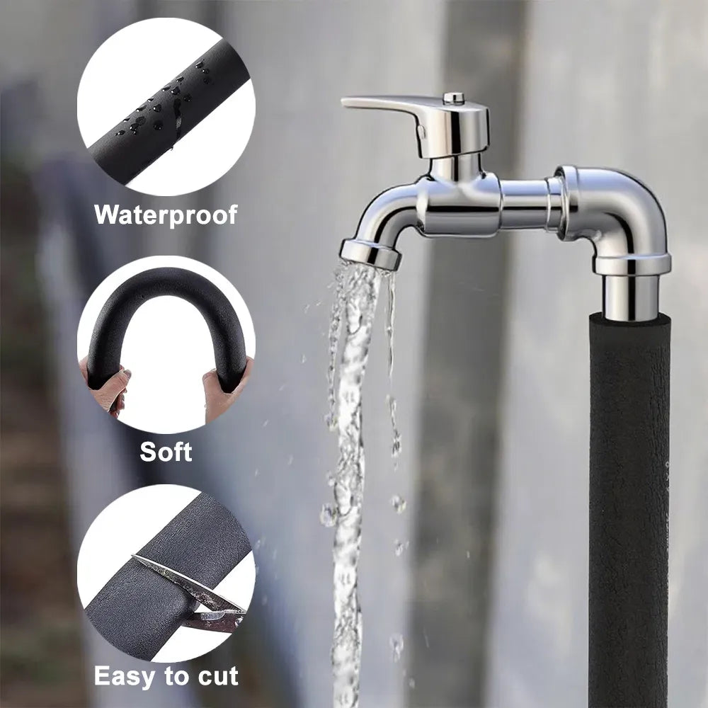 4 Pack 1/2in ID x 70in Pipe Insulation Foam Tube Black Outdoor Water Pipe Cover