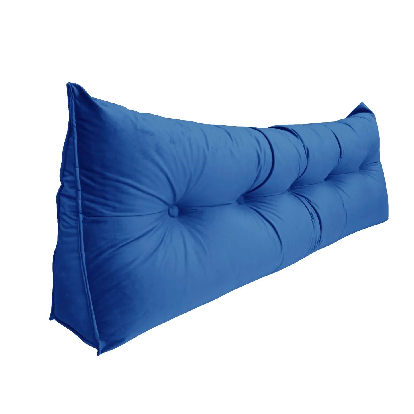 Triangular Reading Cushion Headboard Backrest Wedge Pillow Blue Buttons Washable
