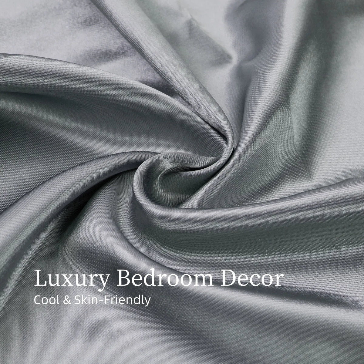 Twin Satin Sheets 3PC Gray 15in Deep Pocket Silky Soft Polyester Bedding Set