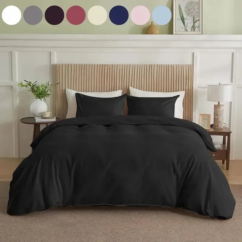 King Duvet Cover Set Soft Microfiber Luxury Bedding Hidden Zipper Corner Ties