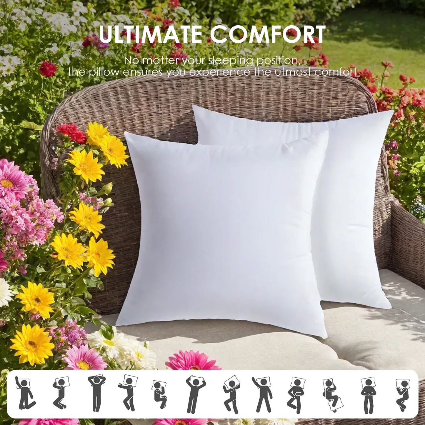 Pack of 2 Outdoor Pillow Inserts Throw Pillow Soft Premium Fluffy Cushion 18x18