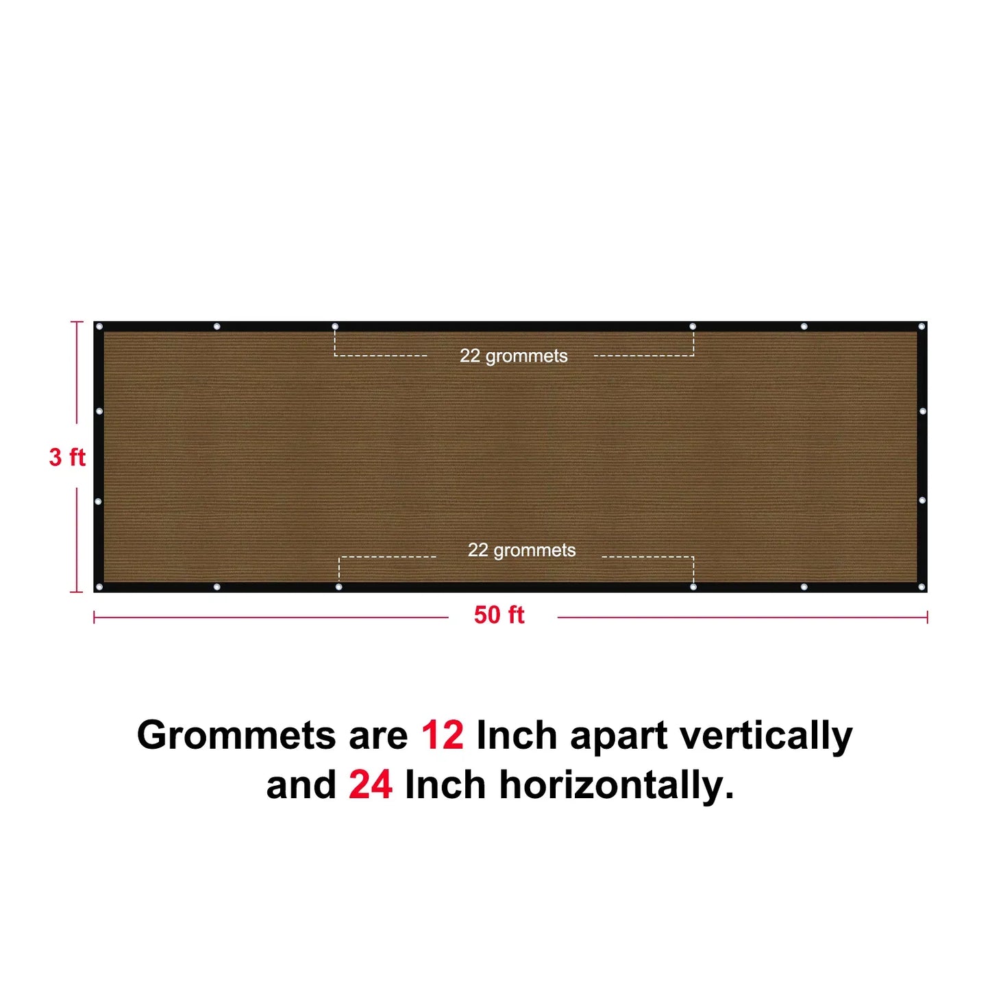 3x50 Ft Brown Privacy Fence Screen 90% Visibility Block Mesh Balcony Deck Cover