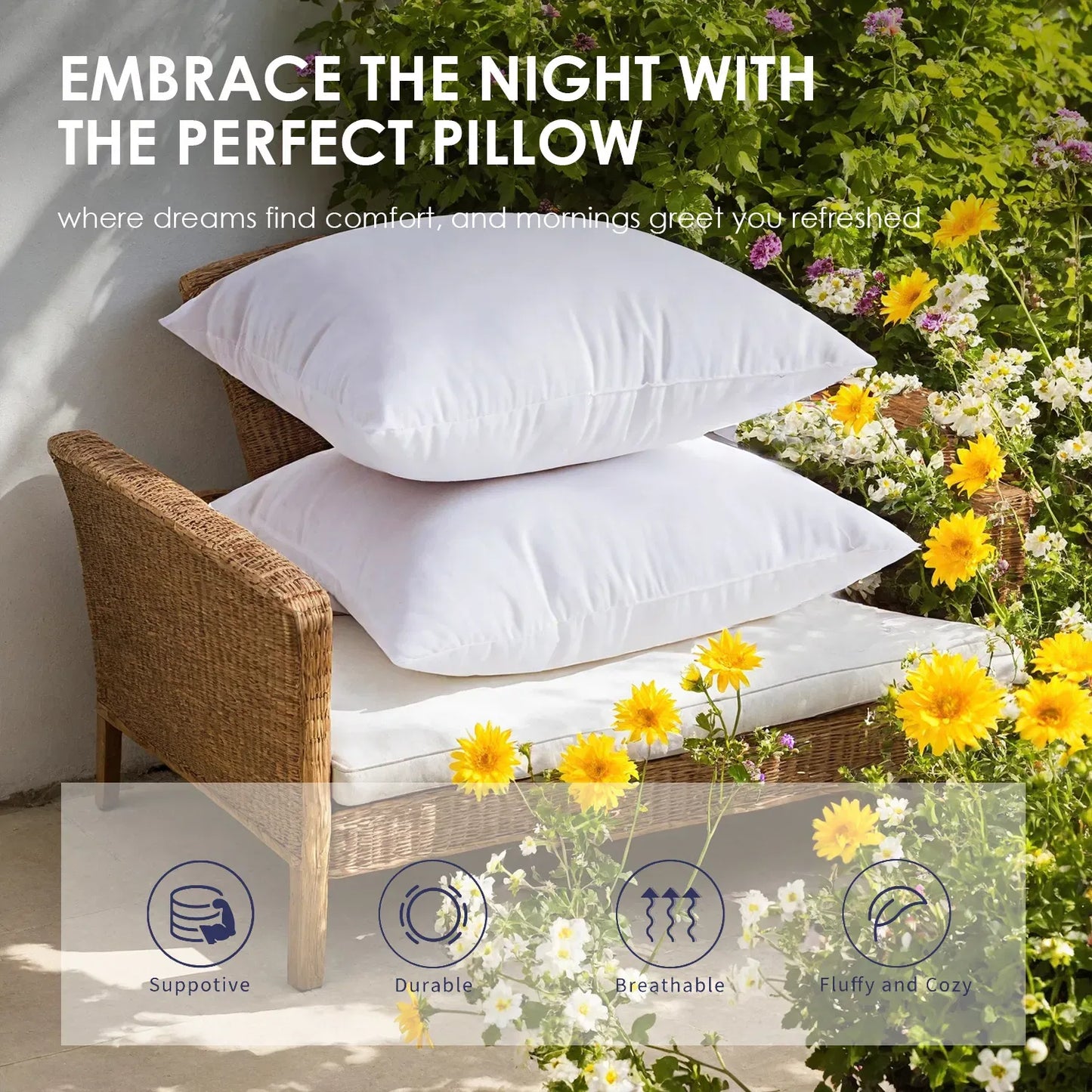 Pack of 2 Outdoor Pillow Inserts Throw Pillow Soft Premium Fluffy Cushion 18x18