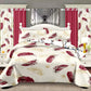 9 Piece Bed in a Bag Set Red Feather Bedspread Curtains Queen King Cal king