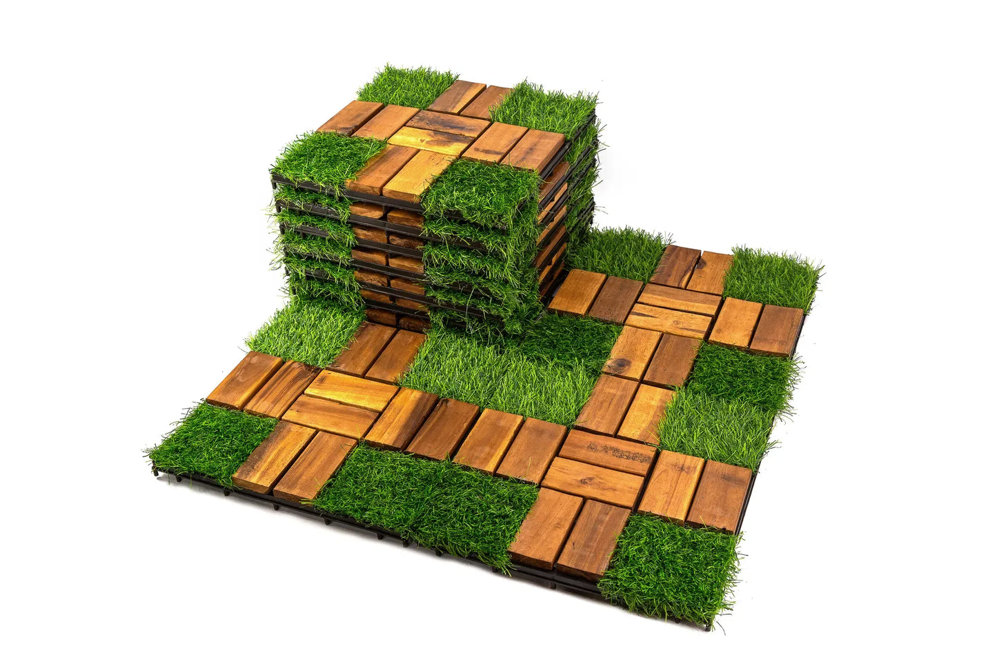 Acacia Wood Deck Tile Interlocking Flooring Waterproof Tiles Outdoor Patio 12x12