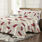 9 Piece Bed in a Bag Set Red Feather Bedspread Curtains Queen King Cal king