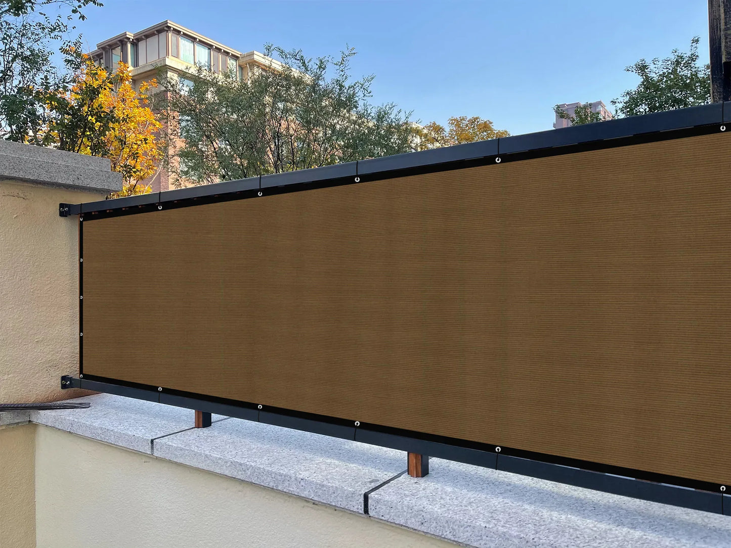 3x50 Ft Brown Privacy Fence Screen 90% Visibility Block Mesh Balcony Deck Cover