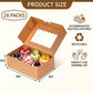 28 Pack Kraft Bakery Boxes with Window 9x6x3 Auto Pop Up Cookie Pastry Boxes