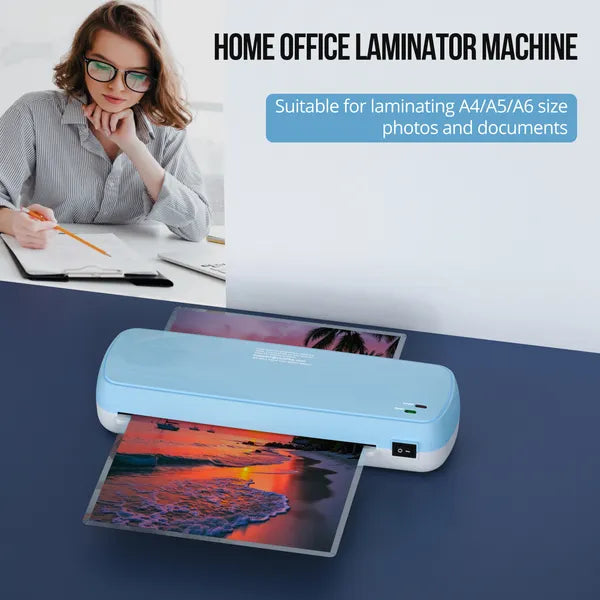 A4 Thermal Laminator Machine 9 Inch Suntiko Fast Warm Up 10 Pouches Sky Blue