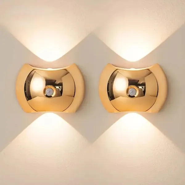 LED Motion Sensor Wall Light Rechargeable Magnetic Wireless Indoor Sconce 2 Pack