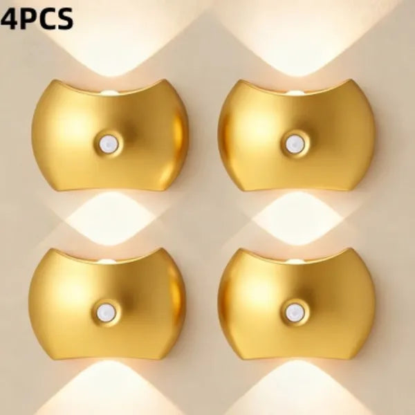 LED Motion Sensor Wall Light Rechargeable Magnetic Wireless Indoor Sconce 2 Pack