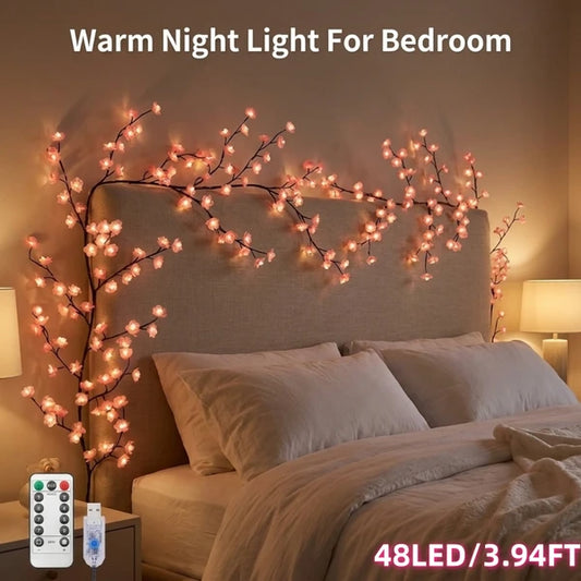 LED Tree Branch Lights Cherry Blossom Vine Remote 8 Modes Bedroom Decor 3.9-7.5FT