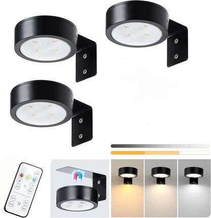 Magnetic Picture Lights Battery Powered Wall Light Wireless Remote Dimmable Black