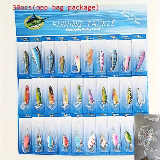 Lot of 30 Fishing Lures Crankbaits Minnow Baits with Hooks Tackle Set