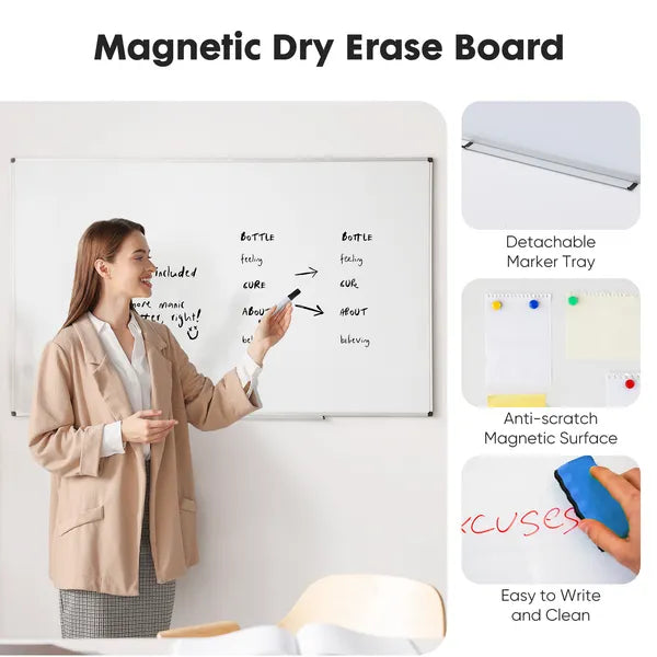 36x24 Magnetic Dry Erase Board Whiteboard Aluminum Frame Wall Mount Office