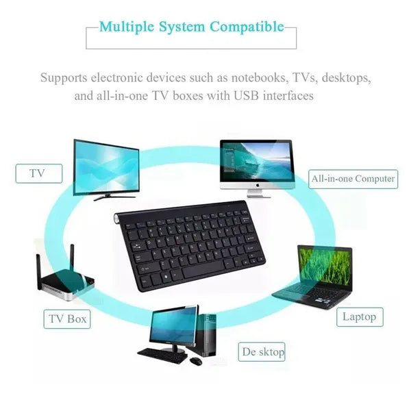Mini Wireless Keyboard Mouse Combo 2.4G USB for Mac Apple PC Computer