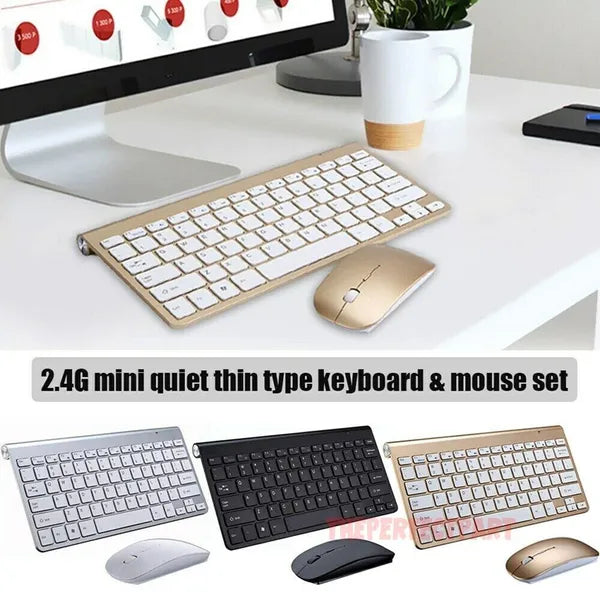 Mini Wireless Keyboard Mouse Combo 2.4G USB for Mac Apple PC Computer