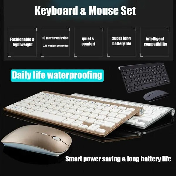 Mini Wireless Keyboard Mouse Combo 2.4G USB for Mac Apple PC Computer