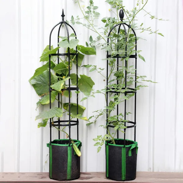4.7ft Garden Obelisk Trellis Tower 10" Climbing Plants Roses Vines Support Black