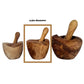 Olive Wood Mortar and Pestle Rustic Handmade Spice Grinder Set