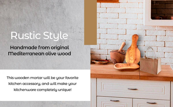 Olive Wood Mortar and Pestle Rustic Handmade Spice Grinder Set