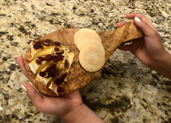 Olive Wood Cutting Board with Handle Handmade Mediterranean Serving Board