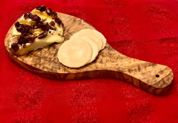 Olive Wood Cutting Board with Handle Handmade Mediterranean Serving Board