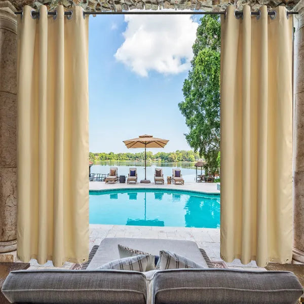 Outdoor Patio Curtain Panel Top Bottom Grommets Privacy Shade Pergola Gazebo 1Pc