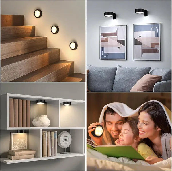 Magnetic Picture Lights Battery Powered Wall Light Wireless Remote Dimmable Black