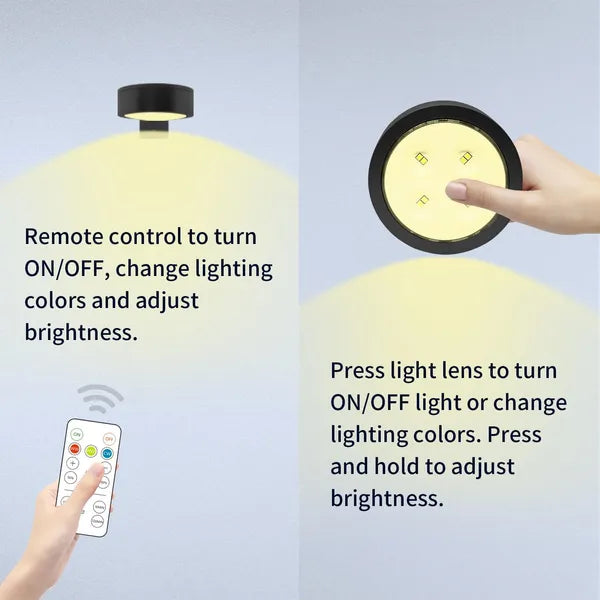 Magnetic Picture Lights Battery Powered Wall Light Wireless Remote Dimmable Black
